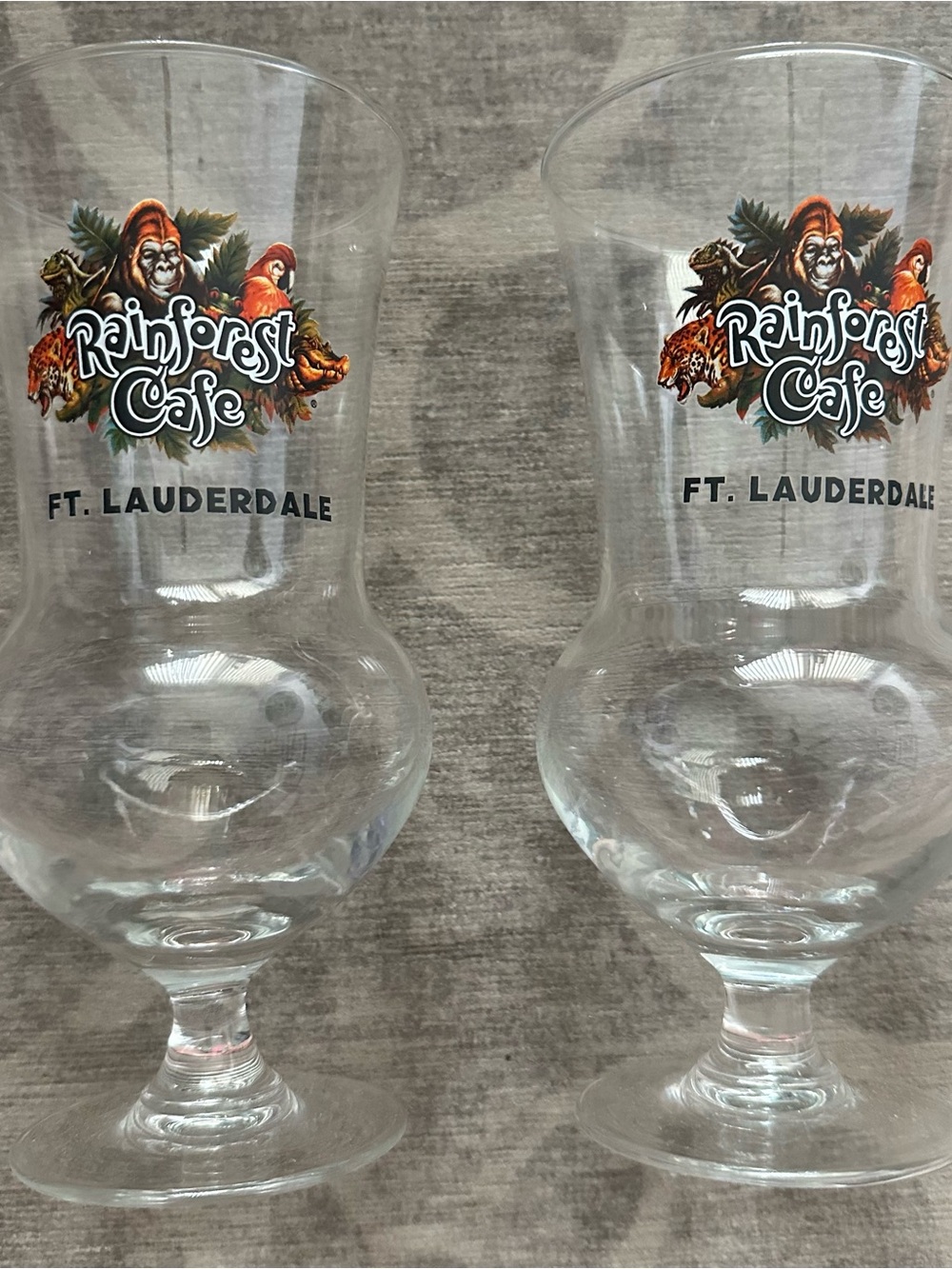 Rainforest Cafe Ft. Lauderdale Logo Hurricane Glasses - Set of 2 -